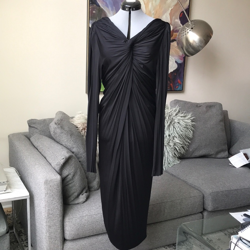 Greta Constantine Black Jersey Cocktail Dress